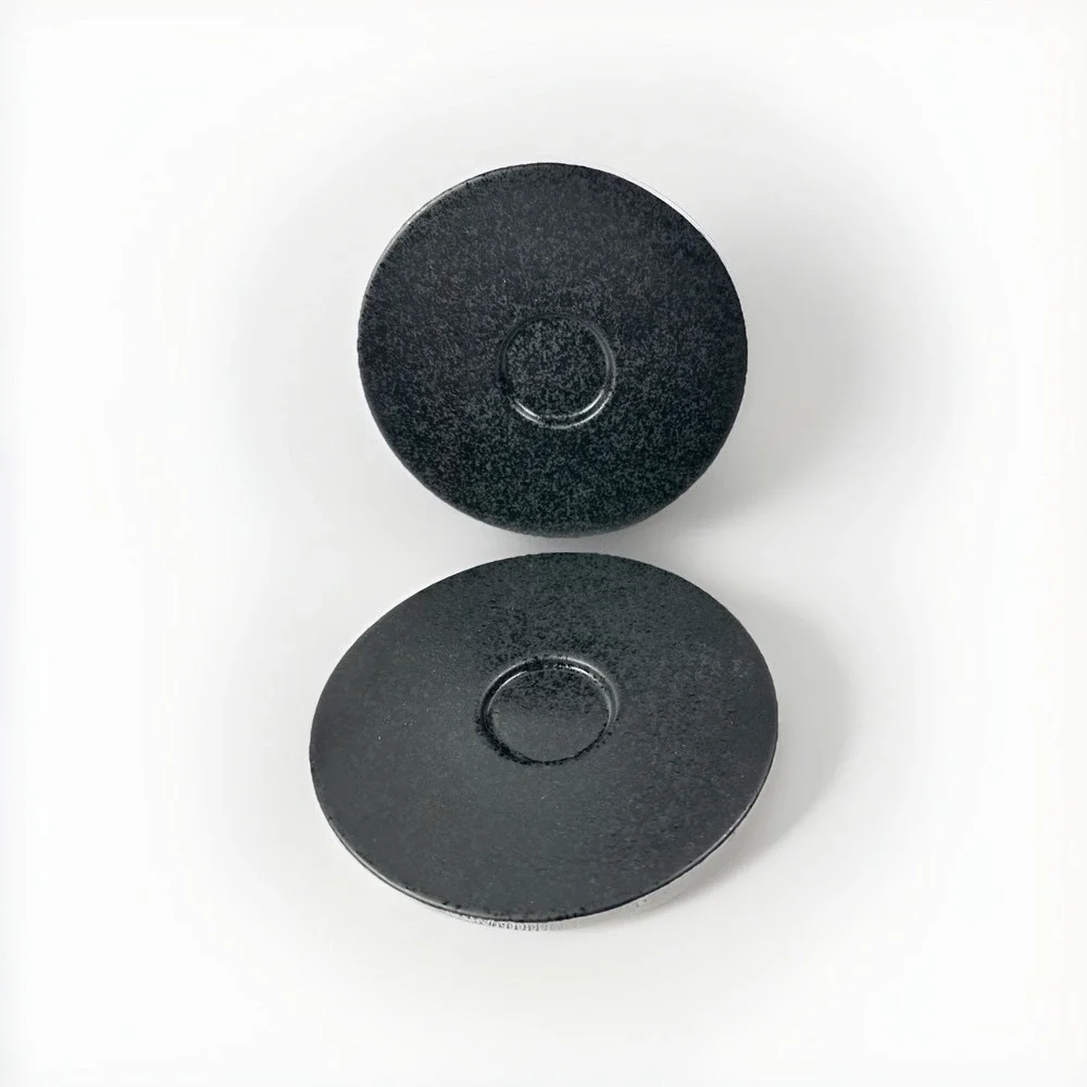 2 Crate & Barrel Domo Onyx Stoneware Saucers Portugal 6.2in Discontin Design Sto